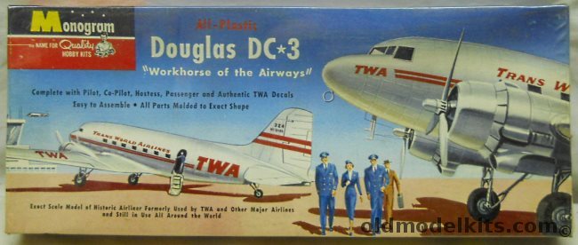 Monogram 1/90 Douglas DC-3  TWA, PA9-98 plastic model kit